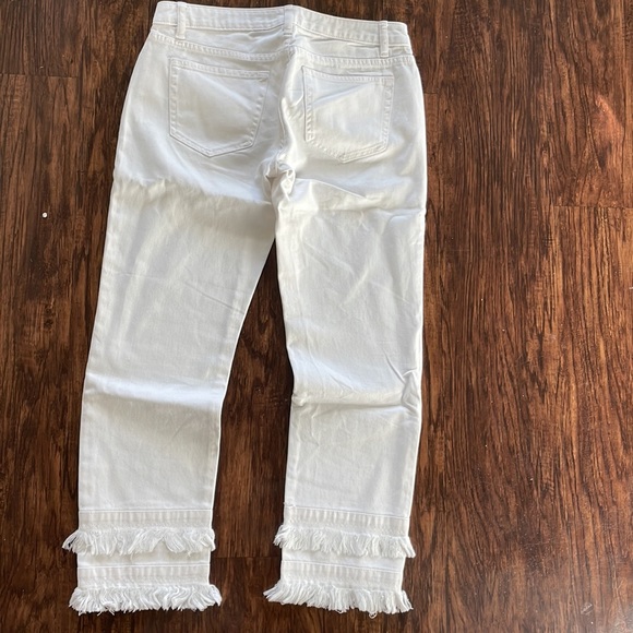 Michael Kors White low rise Jeans with frill bottoms - Picture 4 of 6